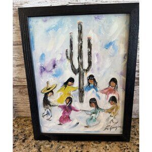 Ted De Grazia Framed Saguaro Dancers  13” X 20” Vintage